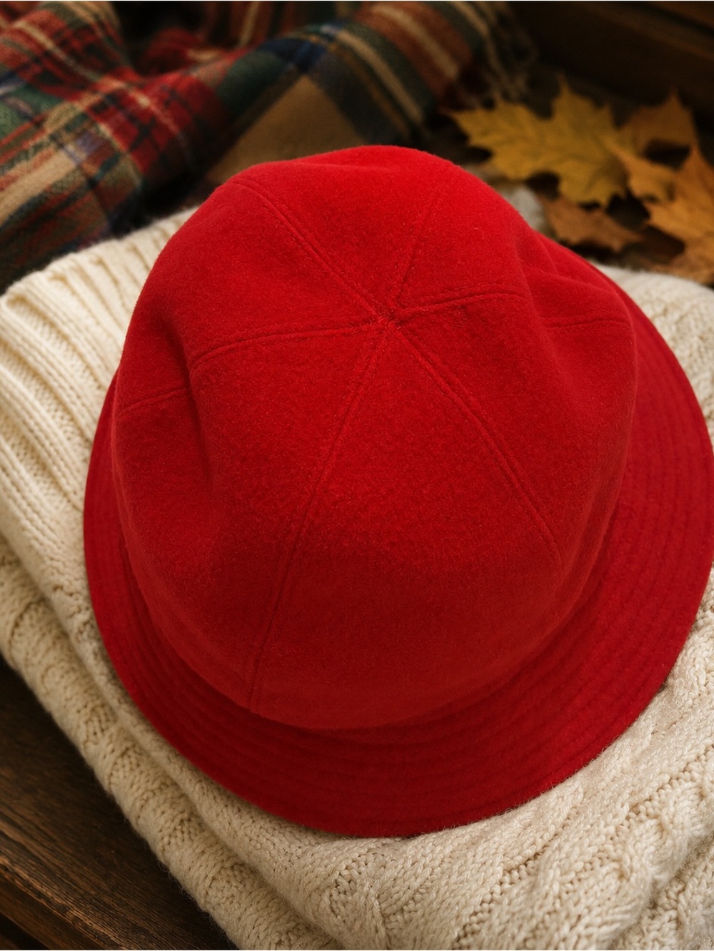 L.L. bean Red Wool-Blend Bucket Hat -